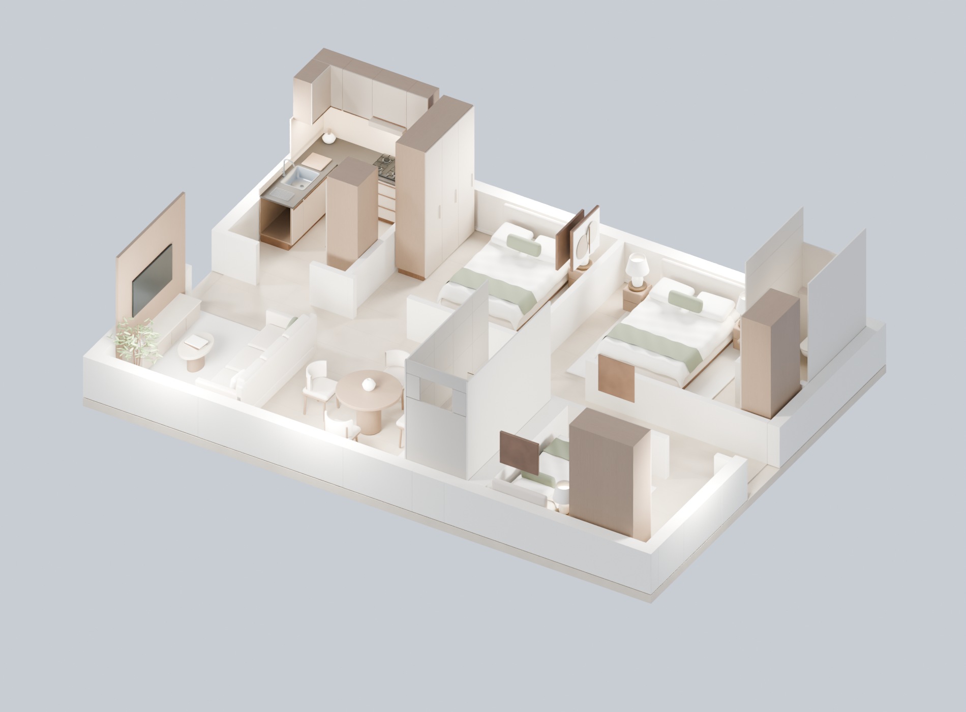 Open-top furnished first-floor overview